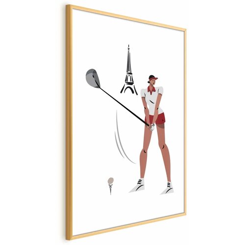  Plakat - Illustration of a Female Golfer with the Eiffel Tower in the Background 40x60 Zlatni okvir Cene