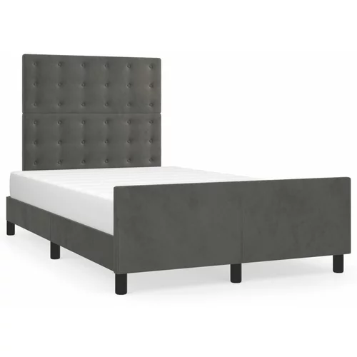 vidaXL Okvir za krevet s uzglavljem tamnosivi 120x190 cm baršunasti