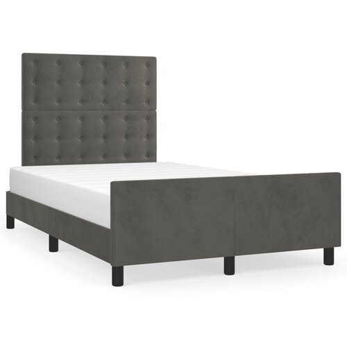 VidaXL Posteljni okvir z vzglavjem temno siv 120x190 cm žamet Slike