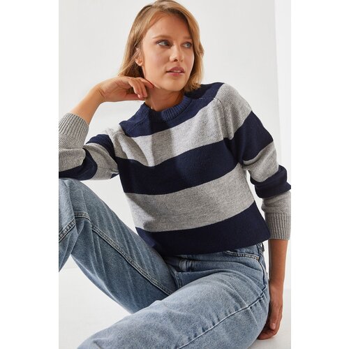 Bianco Lucci women's striped sweater raglan Slike