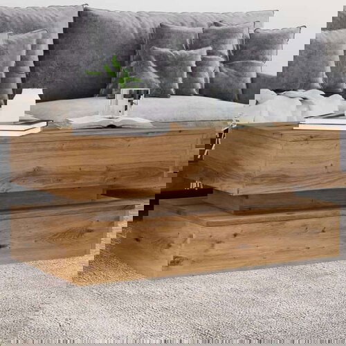 VidaXL Klubska mizica z LED lučkami artisian hrast 90x50x40 cm Slike
