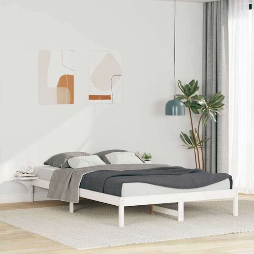 vidaXL Posteljni okvir s stranskimi omaricami Bela 140 x 220 cm Cene
