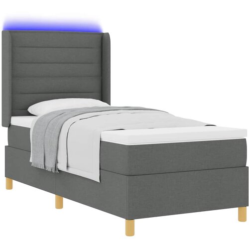  Krevet s opruga kutije s LED trakama Siva 100 x 200 cm tkanina Slike