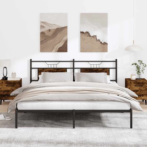 VidaXL Posteljni okvir brez vzmetnice hrast 160x200 cm inženirski les Slike