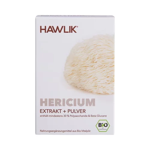Hawlik hericium ekstrakt + Hericium v prahu - organske kapsule - 60 kaps.