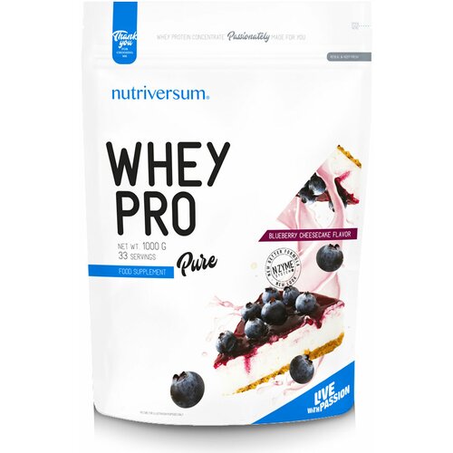 NUTRIVERSUM Whey Pro protein borovnica-čizkejk 1kg Slike
