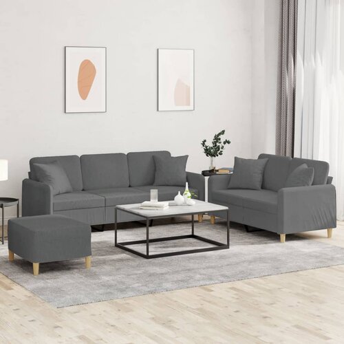  3-dijelni set sofa s jastucima tamnosivi od tkanine Cijene