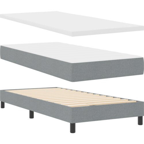 VidaXL Krevet na okvir s madracem Svjetlosiva 90x190 cm Tkanina Slike