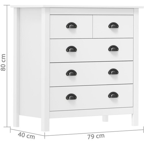  Komoda Hill bijela 79 x 40 x 80 cm od masivne borovine Slike