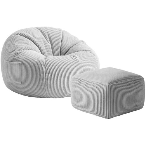  Fotelja od samta s tabureom i osloncem za noge Comfy 3.0 &amp;ndash; siva Slike