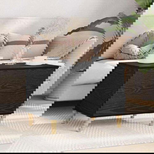 vidaXL Nočna omarica Črni hrast 60 x 44.5 x 45 cm Konstruiran les Cene