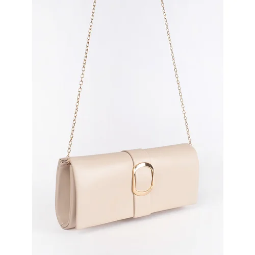 Shelvt Beige small women's handbag with gold buckle