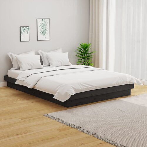 Okvir za krevet od masivnog drva sivi 135 x 190 cm bračni Cene