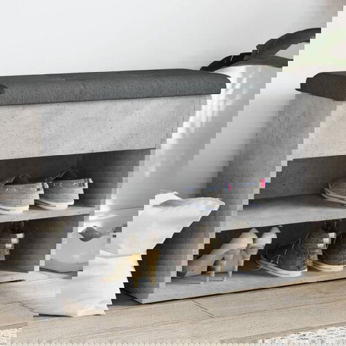 vidaXL Klop za čevlje betonsko siva 62x32x50 cm inženirski les Cene