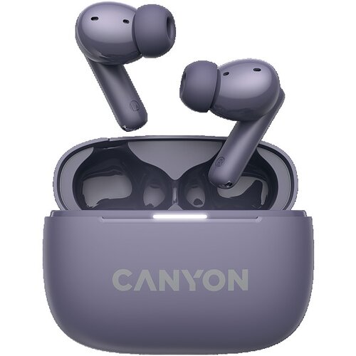 Canyon slušalke OnGo TWS-10 ANC+ENC, Bluetooth Headset, microphone, BT v5.3 BT8922F, Frequence Response:20Hz-20kHz, battery Earbud 40mAh*2+Charging case 500mAH, type-C cable length 24cm,size 63.97*47.47*26.5mm 42.5g, Purple - CNS-TWS10PL Cene