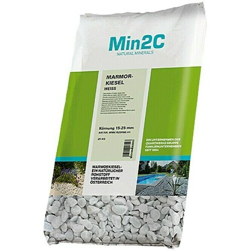 Min2C ukrasni kamenčići (bijele boje, granulacija: 15 mm - 25 mm, 25 kg) Slike