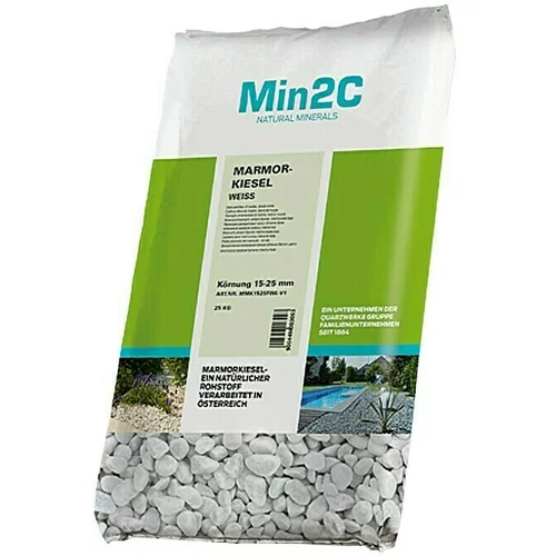 Min2C ukrasni kamenčići (bijele boje, granulacija: 15 mm - 25 mm, 25 kg)