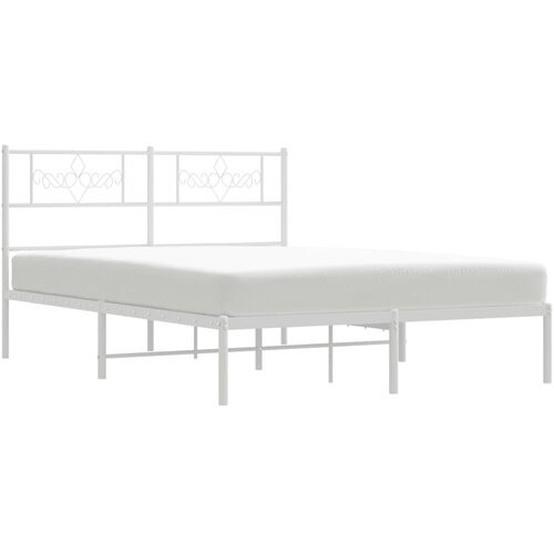  Metalni okvir za krevet s uzglavljem bijeli 120x200 cm Slike