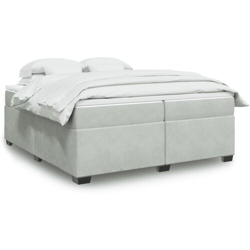 vidaXL Box spring postelja z vzmetnico svetlo siva 200x200 cm žamet Cene