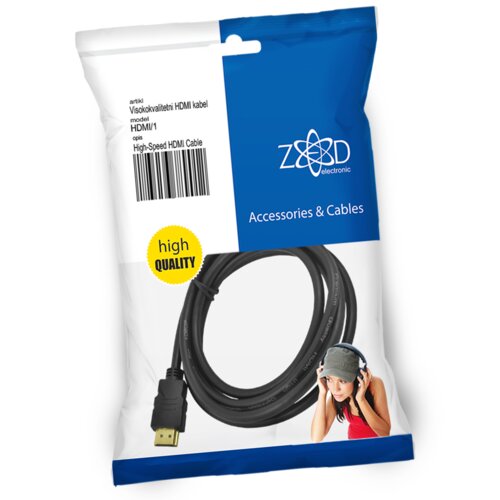 Zed Electronic HDMI kabel, 1.0 met, ver. 1.4 - HDMI/1 Slike