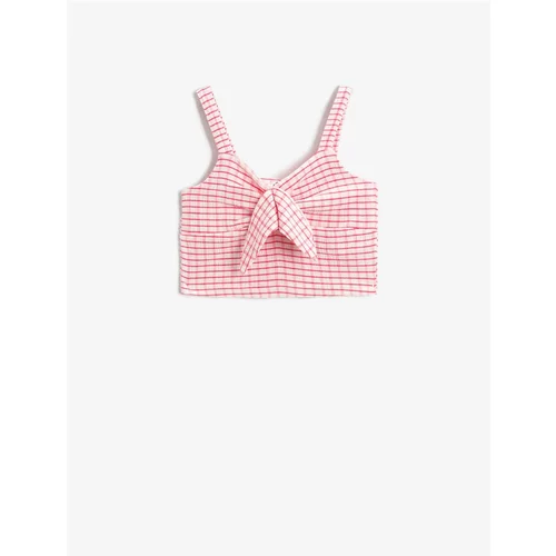 Koton Sweetheart Collar With Bow, Crop Athlete Plaid