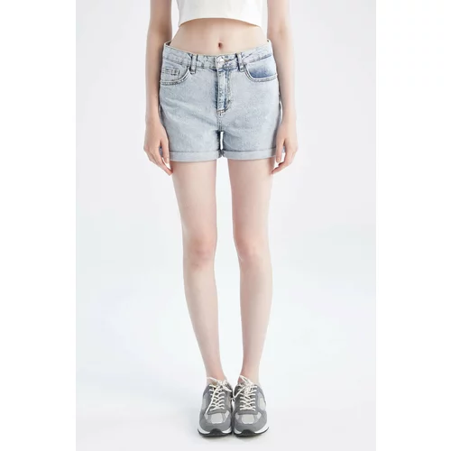 Defacto Wanna Folded Leg Washed Jean Mini Shorts