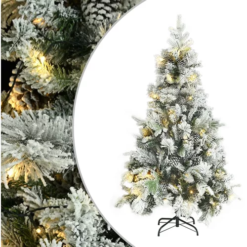 vidaXL božićno drvce led sa snijegom i šiškama 195 cm pvc i pe