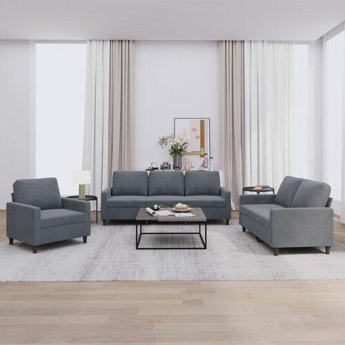 vidaXL 3-dijelni set sofa s jastucima tamnosivi baršunasti Cijene