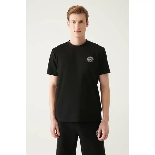Avva Men's Black Crew Neck Printed Cotton Standard Fit Regular Fit T-shirt