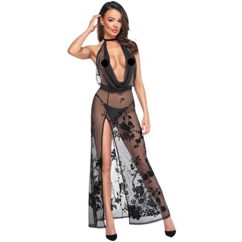 Noir prozirna maksi haljina s cvjetnim uzorkom (crna) Slike