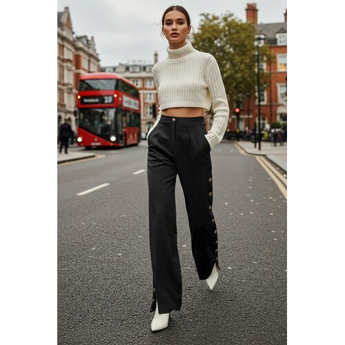 TRENDYOLMILLA ženske pantalone Twoss20Pl0398, Crna-Black Cene