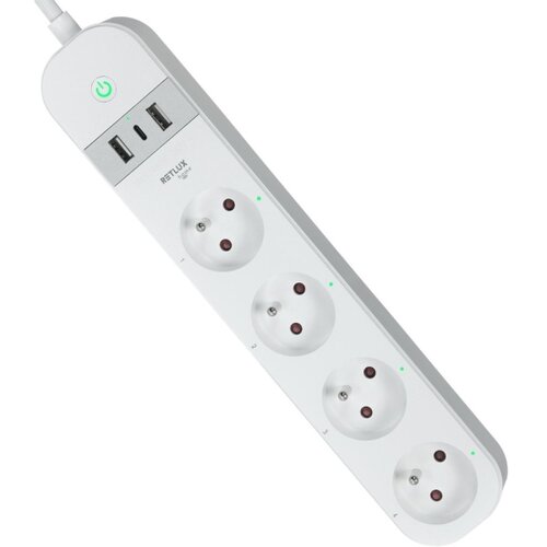 Retlux Pametni produžni kabl sa prekidačem 4Z + 2xUSB-A+1xUSB-C 1,5m Wi-Fi Tuya Slike