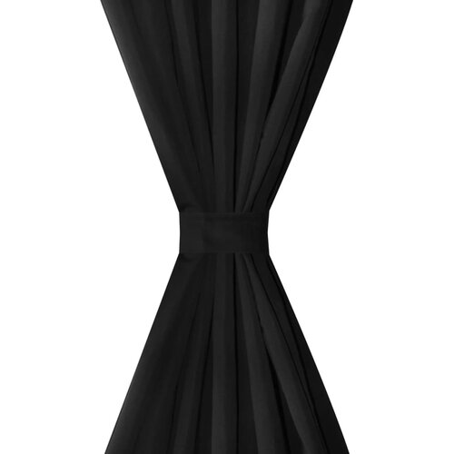  2 komada Crna mikro-satenska zavjesa s tregerima 140 x 225 cm Slike