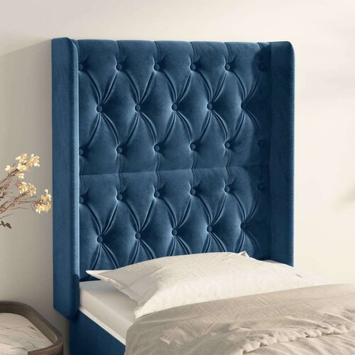  Vzglavje z u&amp;scaron;esi temno modro 83x16x118/128 cm žamet, (20793600) Slike