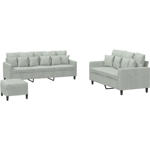  3-dijelni set sofa s jastucima svjetlosivi bar&amp;scaron;unasti Slike