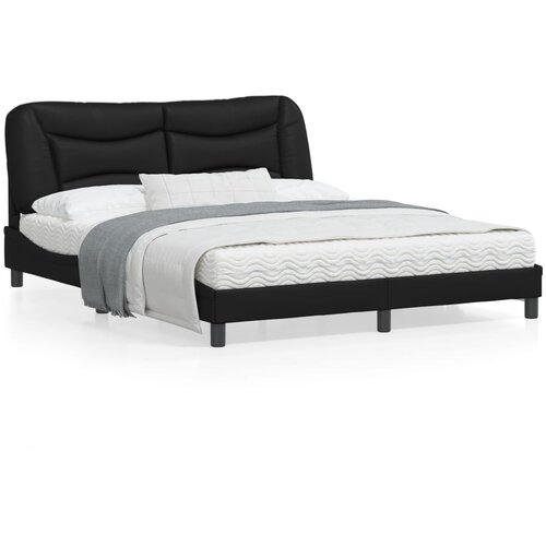 VidaXL Posteljni okvir z vzglavjem črn 160x200 cm umetno usnje Slike