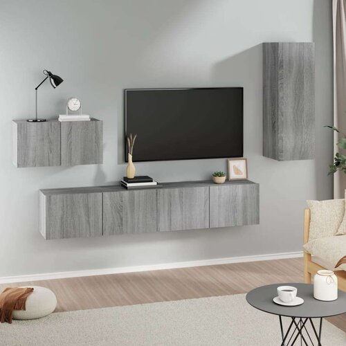  Komplet TV omaric 4-delni siva sonoma inženirski les, (20734964) Slike
