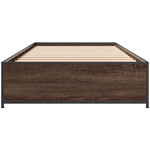 VidaXL Okvir za krevet smeđi hrast 90x190 cm konstruirano drvo i metal Slike