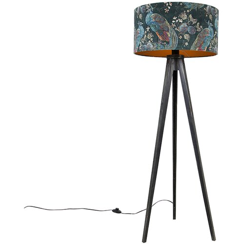QAZQA Talna svetilka stativ črna s senčnikom pav 50 cm - Tripod Classic Cene