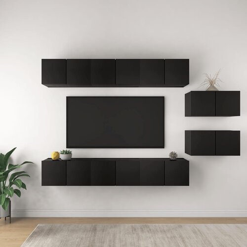 VidaXL TV ormarići 8 kom crni od iverice Slike