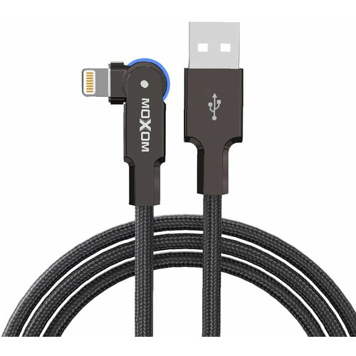 Moxom USB data kabal MX-CB210 180 Rotation 3A lightning 1.2m/ crna Cene