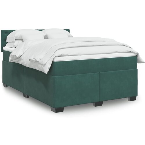 VidaXL Box spring postelja z vzmetnico temno zelen 140x190 cm žamet Slike
