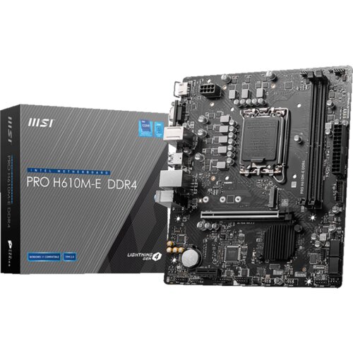 MSI PRO H610M-E DDR4, Micro-ATX, Socket 1700, Dual Channel DDR4 3200(OC)MHz, 1x PCIe x16 slots, 1x M.2... Cijene