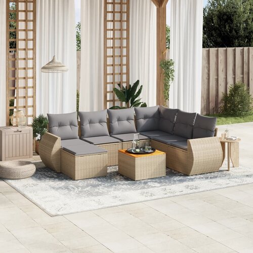 vidaXL 8-dijelni set vrtnih sofa od poliratana s jastucima bež Cijene