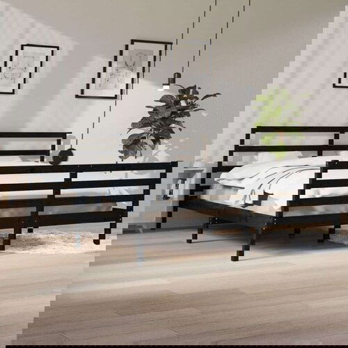  Posteljni okvir črn iz trdne borovine 200x200 cm, (20684684) Slike
