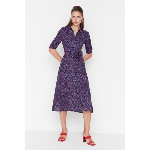 Trendyol Ženska obleka MultiColored BeltEd Shirt Dress Cene