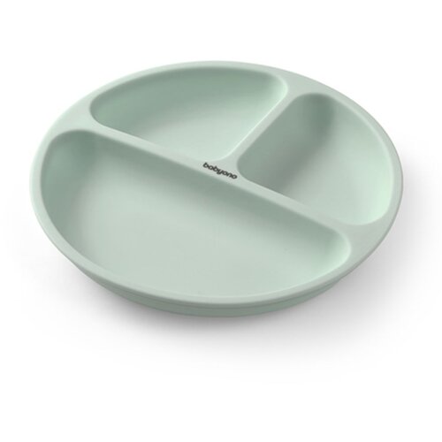 BabyOno Siilicone Plate 6m+ deljeni krožnik s priseskom Sage 1 kos Slike
