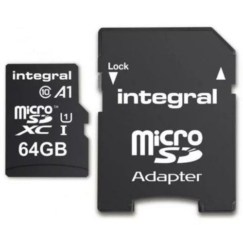 Integral spominska kartica z SD adapterjem 64GB A1 App Performance (INMSDX64G10-A1)