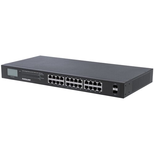 Intellinet 24-Port Gigabit Ethernet PoE+ Switch with 2 SFP Ports, LCD Display, IEEE 802.3at/af Power over Ethernet (PoE+/PoE) Compliant, 370 W, Endspan, 19" Rackmount Cijene