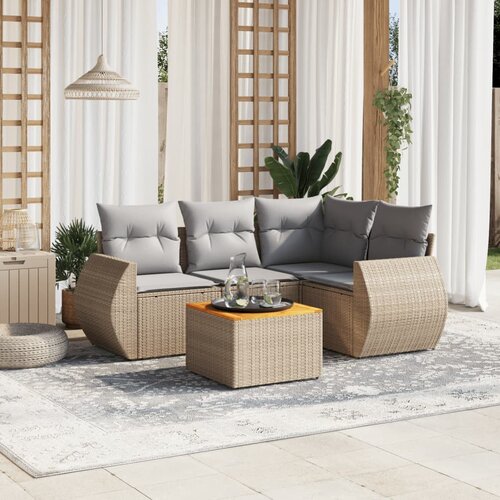 vidaXL 5-dijelni vrtni set sofa s jastucima bež od poliratana Cijene